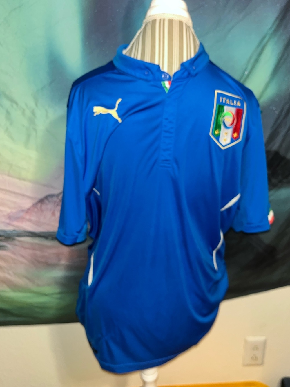 Puma Blue Italy Soccer World Cup Jersey with Crest